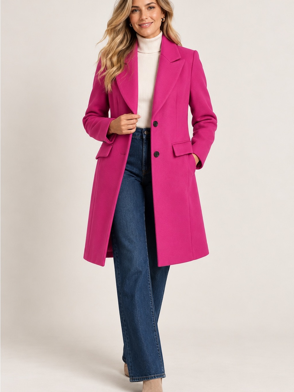 Banana Republic Fuchsia Single-Breasted Pea Coat - Picture 2 of 11